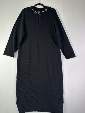 Torrid Ribbed Knit Midi Dress Black Long Sleeve Keyhole 3X Evening Cocktail